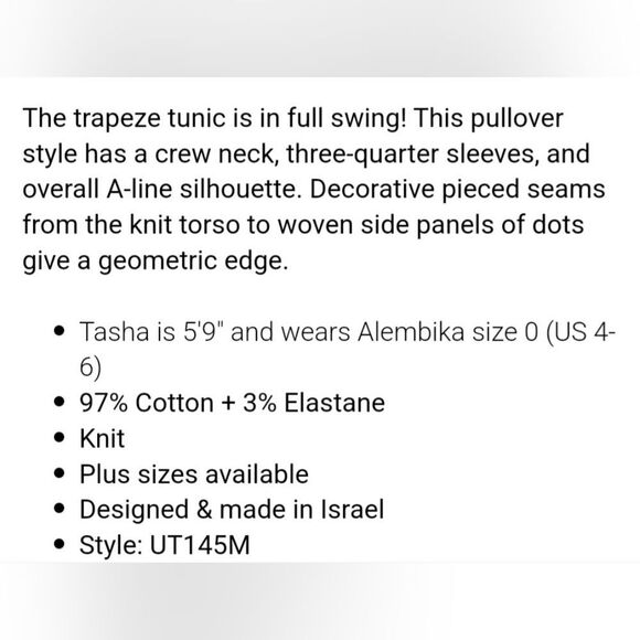 Urban by Alembika trapeze top tunic dress Black and white size 5= 14/16 - Picture 9 of 9